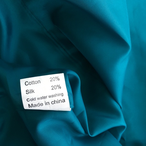 Rossi Roma Italy cotton polyester silk ruffled dressy long top sz L teal color - Picture 4 of 5